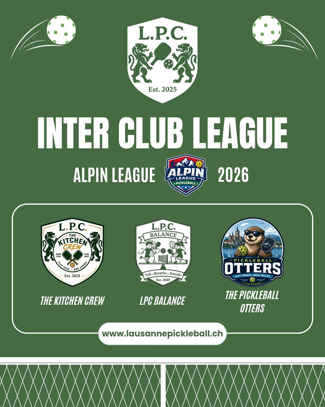 LPC poster Inter Club Alpin League 2026 with team logos.
